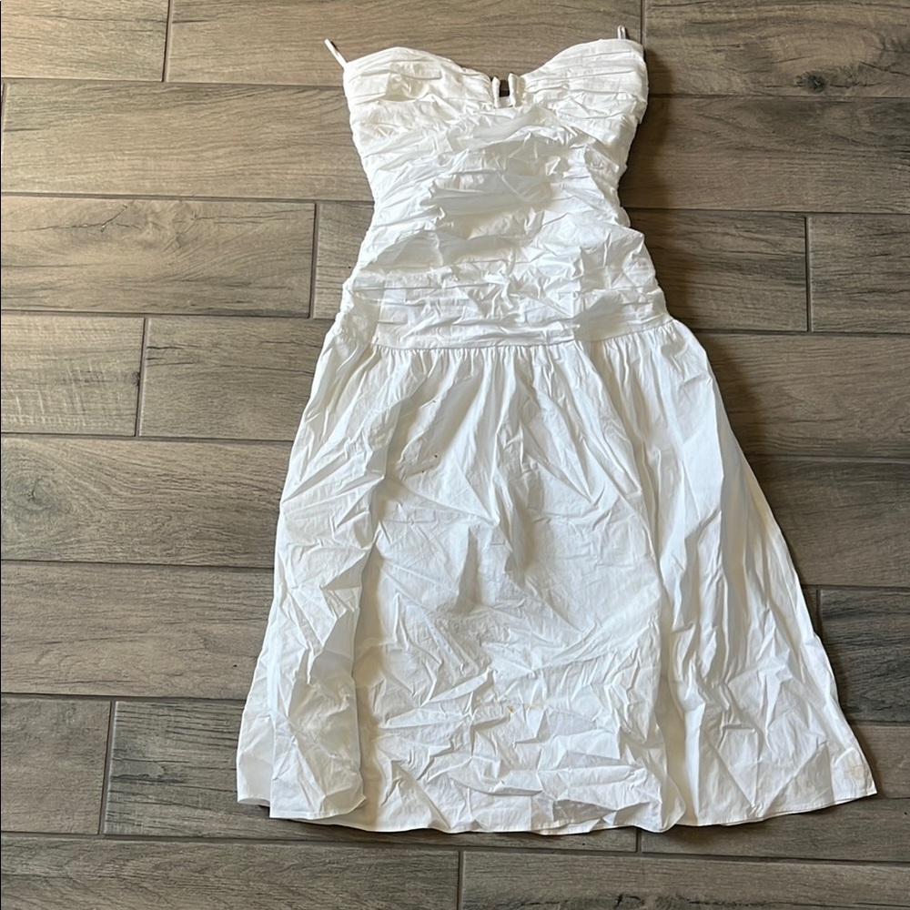 Mango White Strapless Sweetheart Sundress